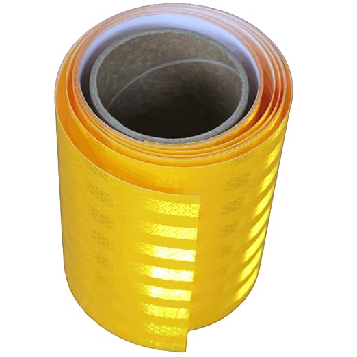 Non Fading Reflective Tape Yellow 6 inch, Outdoor Waterproof High Visibility Warning Industrial Marking Tape, Safety Stickers (11 feet)