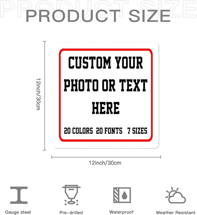 Custom Metal Sign, Personalized Aluminum Sign for Office, Business, Workplace, office, Home, Airbnb, Delivery Signs, 12x12 Inches