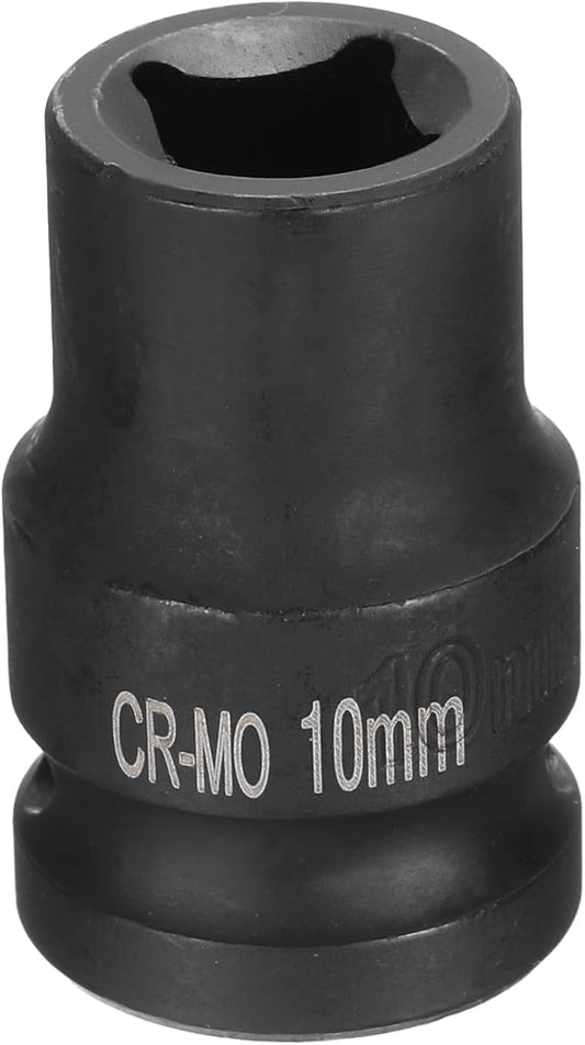 HARFINGTON 4 Point Square Socket 1/2" Drive 10mm Metric Square Impact Socket CR-MO Blackening Standard Wheel Sockets Pneumatic Socket Tool for Auto Repair Mechanical Maintenance Home Use