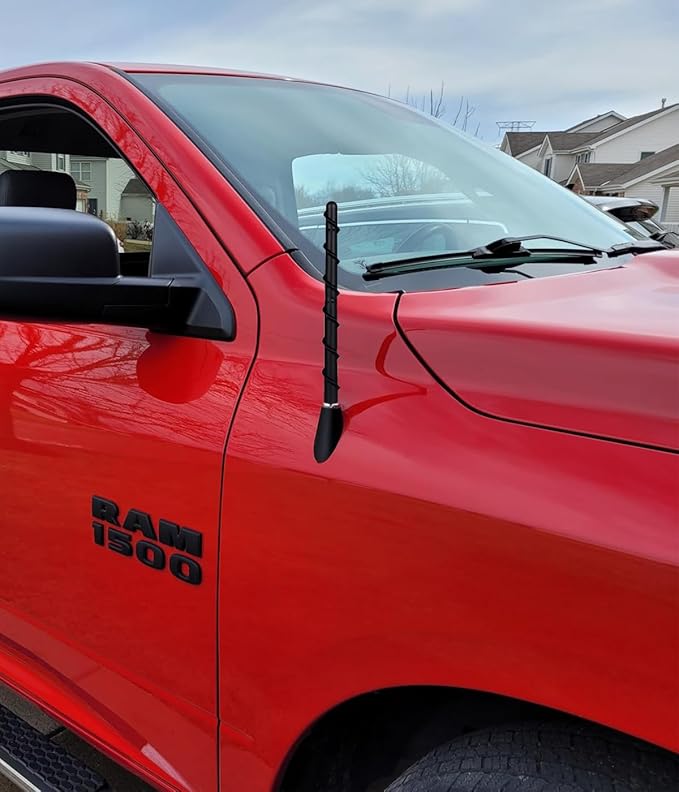 Short Antenna fits for Dodge Ram 1500 1990-2025 & Ford F150 1990-2025, 7 inches Spiril Rubber Antenna Replacement for Dodge RAM Radio Accessories Enhanced Reception