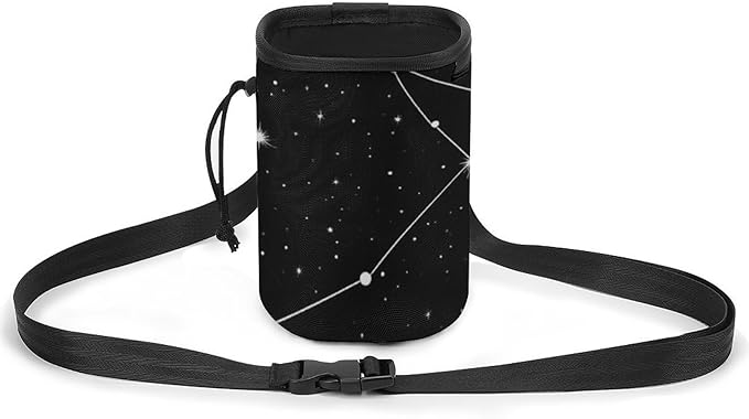 Fashion Dog Training Package, Portable Travel Pet Carrier Bag, Puppy Snack Pocket with Adjustable Waist Belt 3 Ways to Wear Zodiac Constellation Galaxy Black Starry Night Stars Glow Dark Midnight