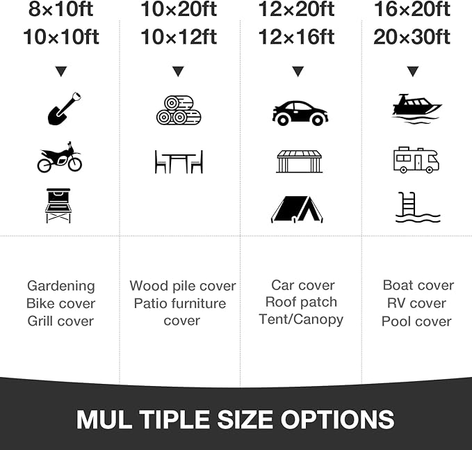 Tarp Waterproof 20 X 30 FT 14 Mil Heavy Duty Tarp Multipurpose Tarps Heavy Duty Waterproof Protective Cover UV All Weather Resistant for Shelter Camping, Green/Brown