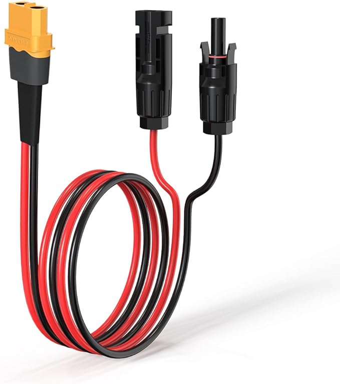 10AWG 2FT XT60 Solar Cable 2 10 25 35 50 75 100FT XT60 Extension Cable Solar Panel Connector to XT60 Connector for Portable Power Station (2FT)