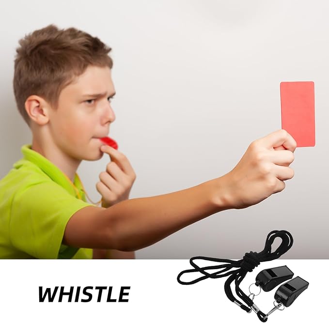 2pcs Black Sports Whistles with Lanyard Loud Crisp Sound Emergency Survival Whistle for Coaches Referees Officials Portable Lightweight Safety Signal