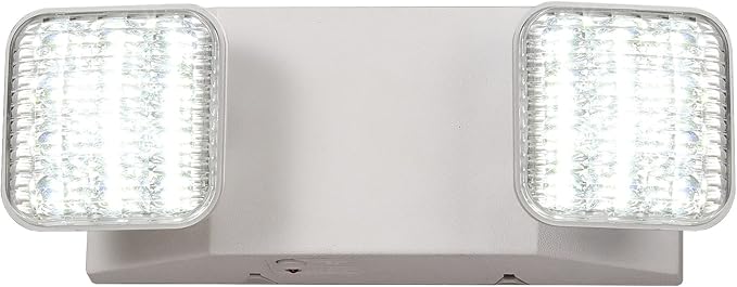 TANLUX LED Emergency Lights with Battery Backup, Two Head Adjustable Commercial Emergency Lights, UL Listed, AC 120/277V, Hardwired Emergency Exit Light Fixtures for Business - 1 Pack(White)