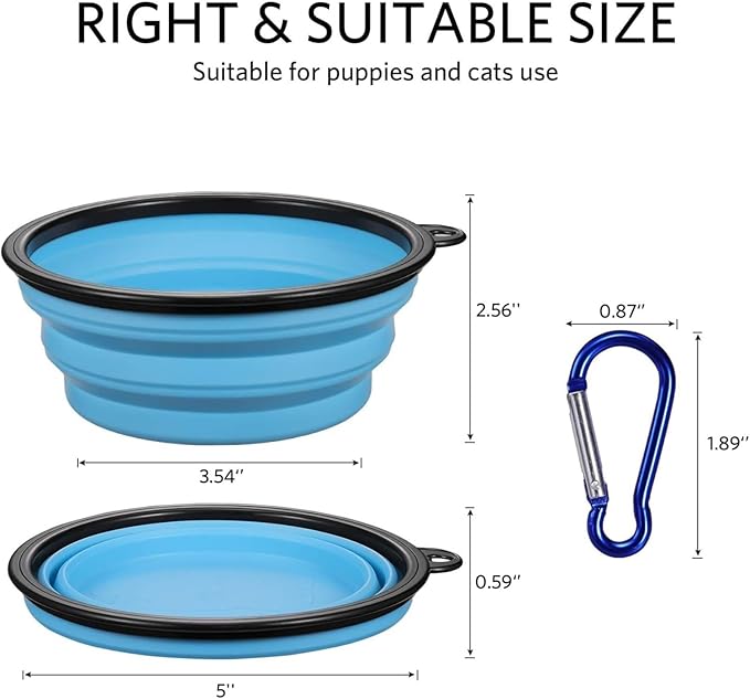 Collapsible Pet Bowl Set, 12oz Travel Dog Bowls with Carabiners, Portable Foldable Design, 6 Pack