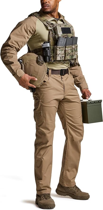 CQR Men's Combat Shirt Tactical 1/4 Zip Long Sleeve Military BDU Shirts Camo EDC Top with Pockets