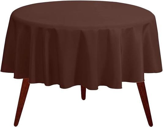 Gee Di Moda Round Tablecloth - 108 Inch Chocolate Round Table Cloth for 48 to 72 Inch Round Tables - Heavy Duty Washable Fabric - for Buffet Table, Holiday Party, Dinner, Wedding & Baby Shower