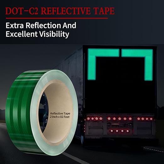 Reflective Tape, 2 Inch x 30 Feet - High Intensity - Green Reflective Safety Tape Waterproof Conspicuity for Trailer Reflector Trucks Bikes Baby Strollers Helmets