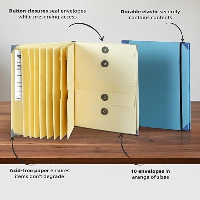 Important Document Organizer Binder – Family File Folder Organizer & Important Document Folder for Certificates, Passports, Vital Records, Emergency Planning, Home Office Document Storage (Blue)