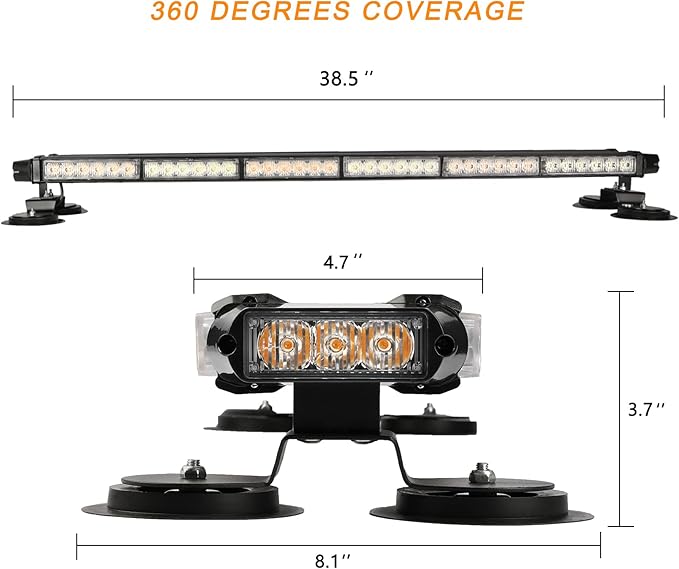 ASPL 38.5" 78 LED Strobe Light Bar Double Side Flashing High Intensity Emergency Warning Flash Strobe Light with Magnetic Base for Safety Construction Vehicles Tow Trucks Pickup (Amber/Red)