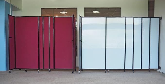 Wall-Mounted Sliding StraightWall Room Divider | Adjustable Widths | Locking Wheels | Room Separator | Up to 15'6" Wide x 6'10" Tall Cloud Gray Fabric Panels