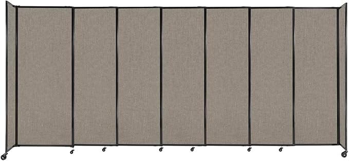 Versare Straightwall Sliding Portable Wall Partition | Freestanding Office Dividers | Locking Wheels | Temporary Room Separator | 15'6" Wide x 6'10" Tall Warm Pebble Fabric Panels