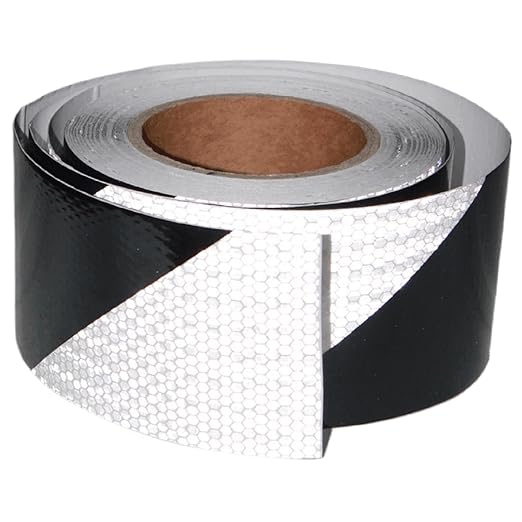 Black White Reflective Tape Outdoor Waterproof 3 inch Wide, High Visibility Conspicuity Industrial Marking Tape (66 feet)