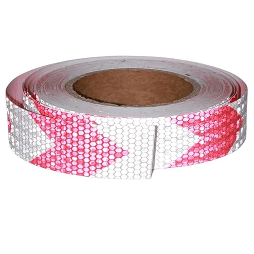 Reflective Tape Red White 1 Inch x 68 Feet, Warning Conspicuity Reflector, Night Safety Sticker for Car Trailer