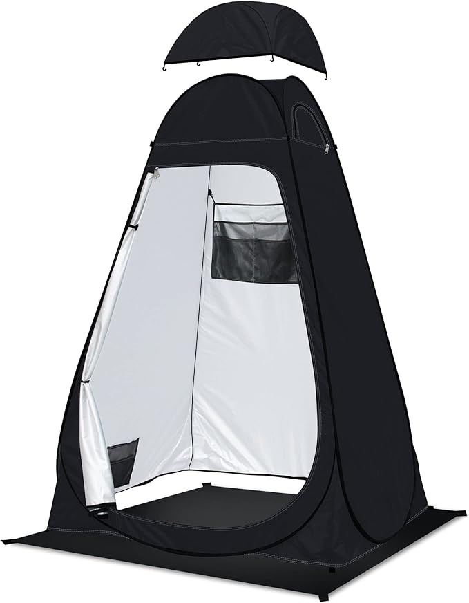 anngrowy Shower Tent Pop-Up Privacy Tent Camping Portable Toilet Tent Outdoor Camp Bathroom Changing Dressing Room Instant Privacy Shelters for Hiking Beach Picnic Fishing Potty, Extra-Tall, UPF 50+