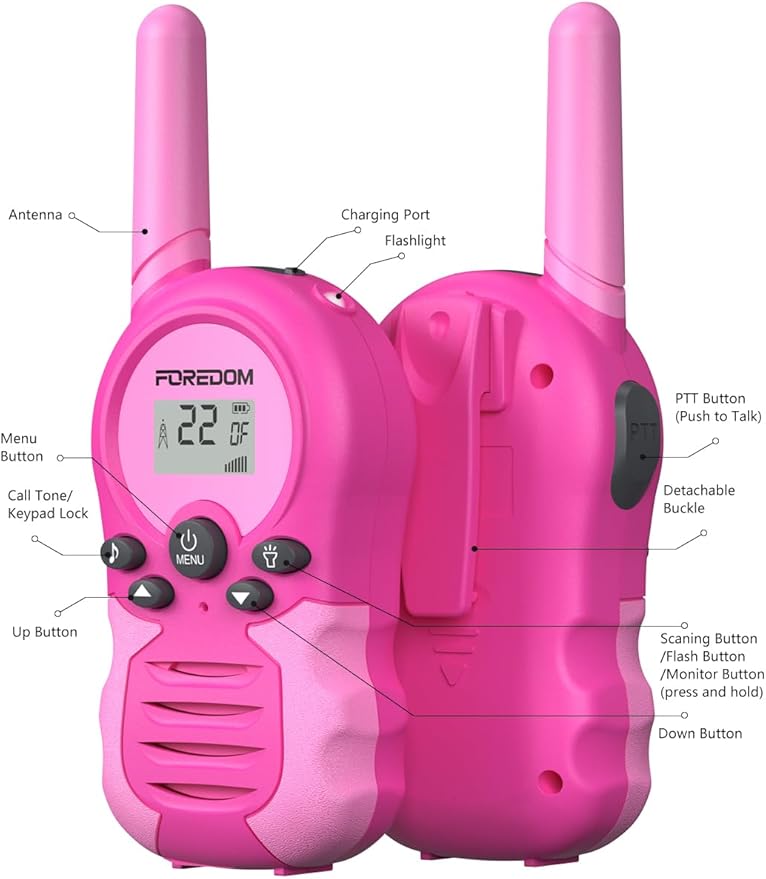 FOREDOM Rechargeable Walkie Talkies for Kids Walkie Talkies Long Range for Boy & Girl Age 3 to 12 Year Old Birthday Toys - 3 Pack