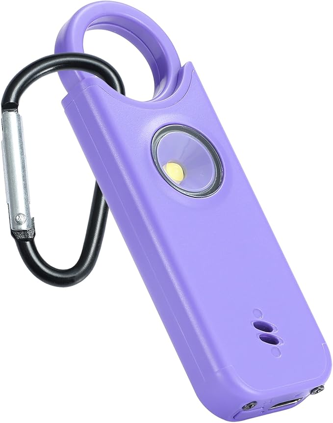 Personal Safety Alarm - 135dB Ultra Loud Siren with LED Strobe Light, USB-C Rechargeable, Compact Keychain Alarm for Women/Men, Emergency Flashlight & Vibration Alert(Purple)
