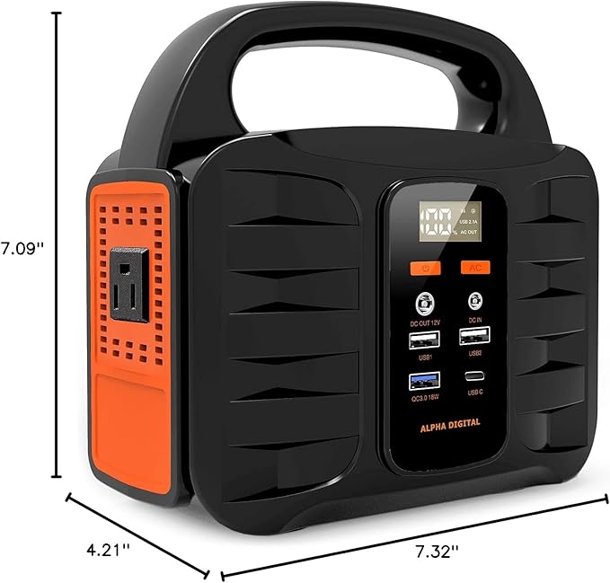 Portable Power Station 155Wh 42000mAh, Solar Generator with 110V/100W AC Outlet, DC 12V Output, USB QC3.0 & Type-C, LED Flashlight, Lithium Battery Backup Power Bank for Home Camping Travel Outdoors