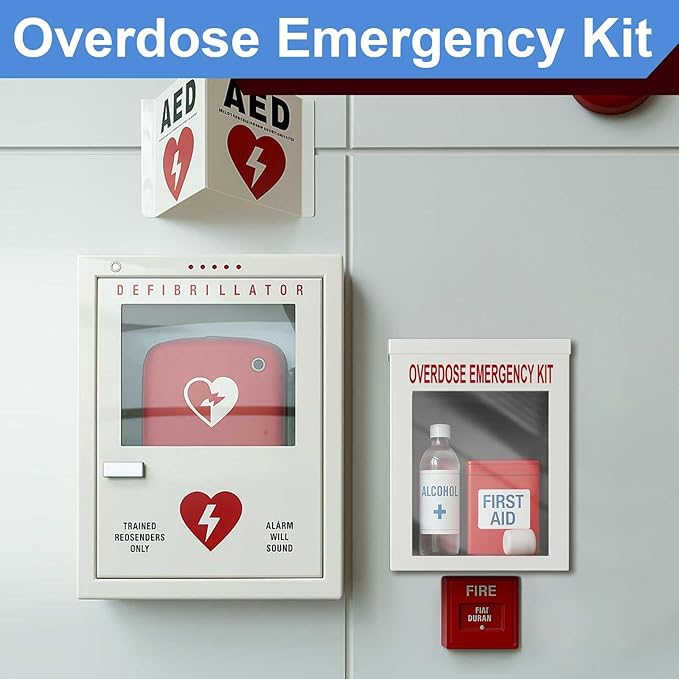 Zonon 1 Pcs Naloxone Overdose Kit Non Locking Cabinet Wall Mountable Break in Case of Emergency Box Opioid Overdose with Acrylic Window 7 1/4 x 9 1/8 x 3 5/8 Inches Medication Not Included (White)