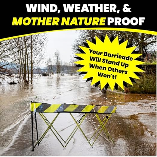 Flex-Safe Safety Barriers, Portable Expandable Barricade 7 ft Traffic Barricade Parking Barrier Folding Security Gate Scissor Gate Traffic Cones Alternative High Vis Yellow