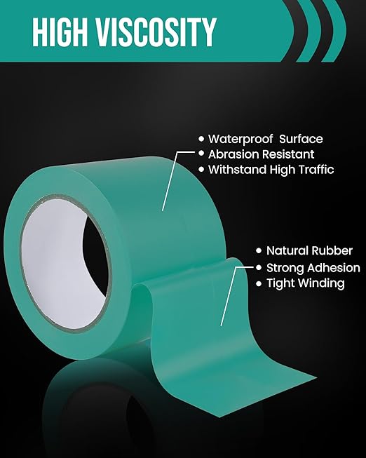 Lichamp 3 Rolls Vinyl Tape, Premium Safety Marking and Traffic Floor Marking Tape, Bundling, Social Distancing, 4 Inch x 36 Yards per Roll, 108 Total Yards, Green