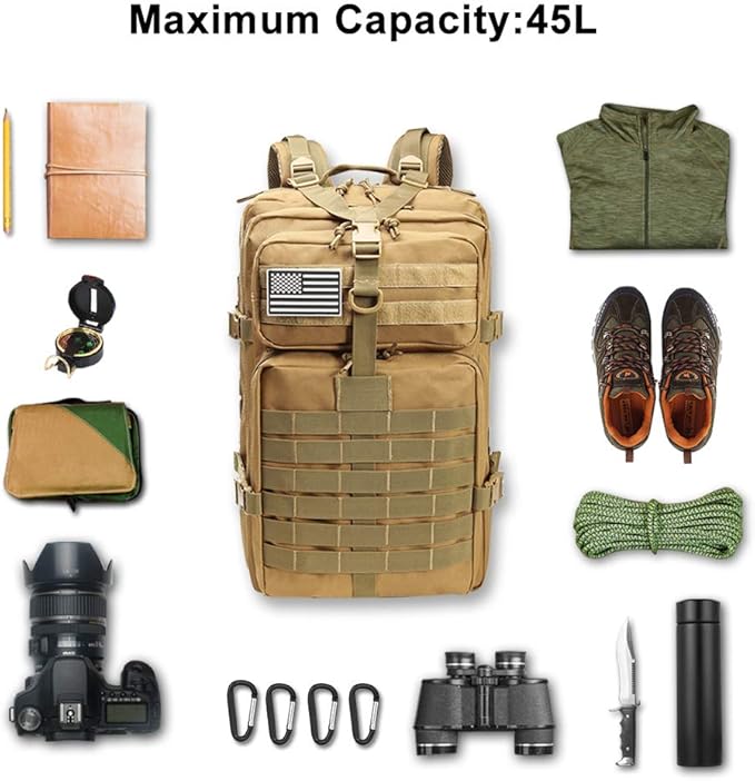 ROARING FIRE Tactical Backpack, Expandable Molle Backpack for The Outdoor, Hiking, 3 Day Pack, Bug Out Bag,