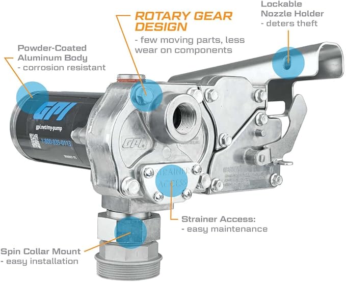 GPI - M-150 Series Fuel Transfer Pump, Manual Shut-Off Unleaded Nozzle, 15 GPM, 12 Volt (110000-99)