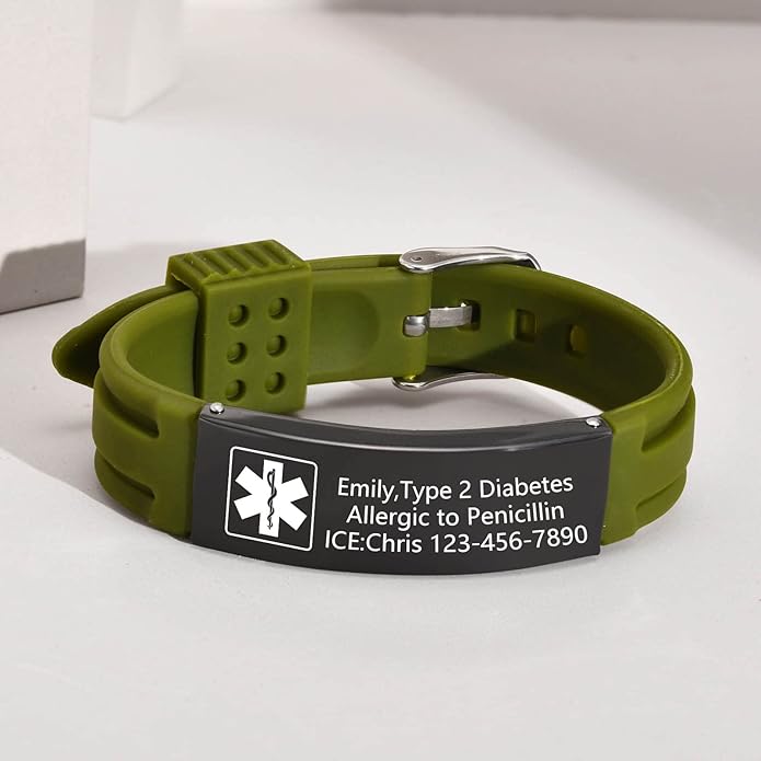 VNOX Medical Alert Bracelets for Men & Women Kids with Free Engraving Adjustable Stainless Steel Mesh Emergency Medical ID Bracelets Wristband