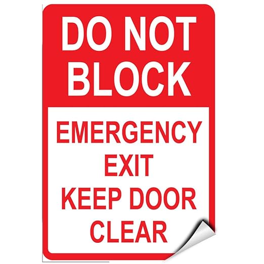 Dont Block Emergency Exit Keep Door Clear Parking Sign Label Decal Sticker 18 inches x 24 inches