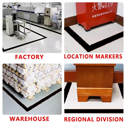 SWRT 2" x 110FT Black Floor Marking Tape and Dance Splicing Tape, Caution Gym Floor Tape Warning Safety Stripe Tape for Floor Marking, Athletics, School, Restaurants, Equipment and More