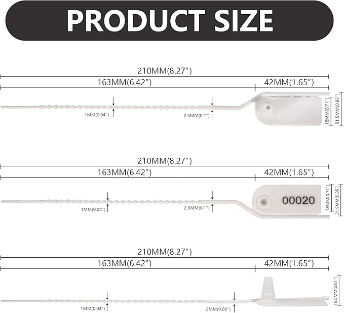 1000 Plastic Security Seals Secure Anti-Tamper Fire Extinguisher Tags Numbered Zip Ties Inspection Tags Breakable Label Tags Pull Tite Safey Tags for First Aid Kits, Clothes,Bags (White)