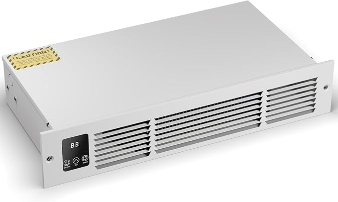 Electric Kickspace Heater with Built-In Thermostat and Timer, 1500W Plinth Heater HTA15-PRO for Cabinet Kickspaces, Vanities and Stairways, White