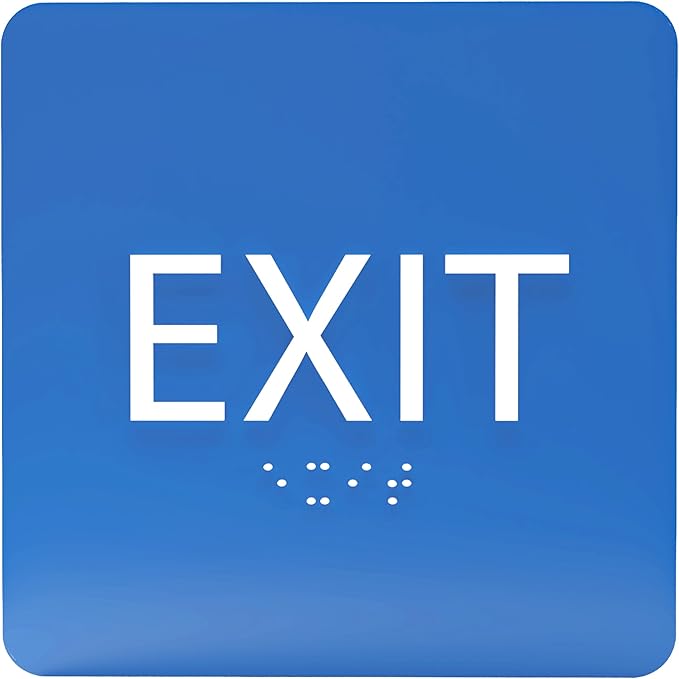 6" X6" Exit Sign - ADA Compliant Tactile Graphics Grade 2 Braille Text Acrylic Wall Signs - Emergency Rescue Safety Door Sign for Schools, Offices, Businesses, and Restaurants