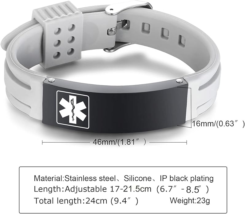 VNOX Medical Alert Bracelets for Men & Women Kids with Free Engraving Adjustable Stainless Steel Mesh Emergency Medical ID Bracelets Wristband