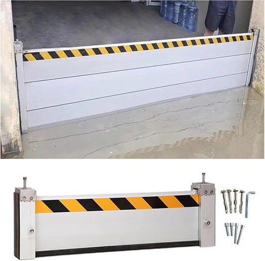 Flood Protection Barrier Door, 3/4/5/6/7/8/9/10/11/12/13ft Long Aluminum Road Flood Barrier Water Deflector, Suitable for Underpass, Factory, Garage Entrance, Removable Temporary Dams(H 0.6ft(