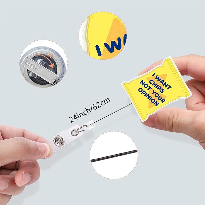 Humorous Id Badge Clip, Funny Retractable Badge Reel for RN LPN CNA Accessories for Work, Glitter Badge Holder for Nurse Techer Office Worker (Humor)