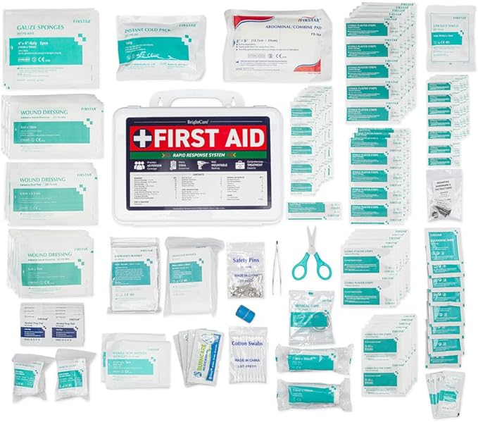 First Aid Kit for Business, Wall Mountable & Portable with Hard Case, OSHA Compliant for Businesses, Office, Restaurants, Work Vehicles, Retail & Service Spaces - 200 Piece - Medium