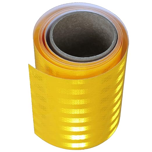 Non Fading Reflective Tape Yellow 6 inch Wide, Outdoor Waterproof High Visibility Safety Warning Adhesive Stickers Strips (10 feet)