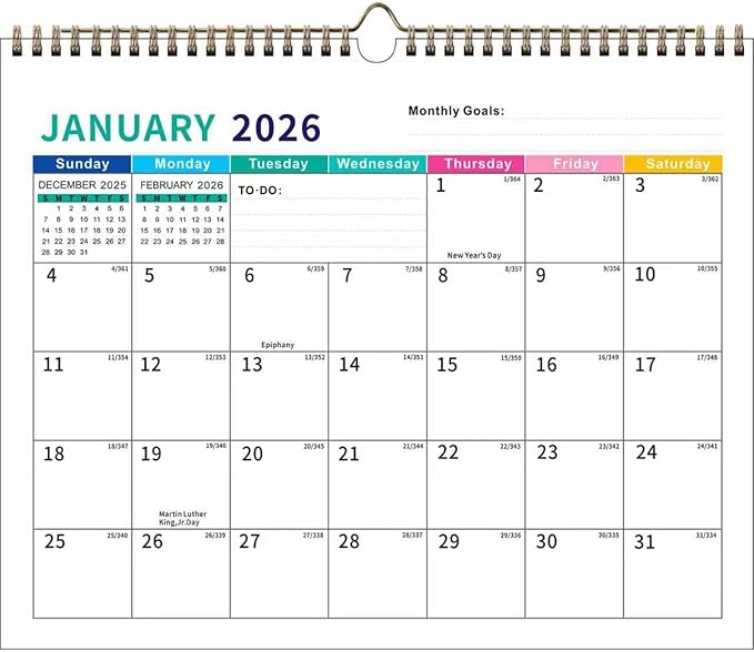 2026 Wall Calendar, 12 Months from January 2026 to December 2026,11 x 14 inch, Holidays