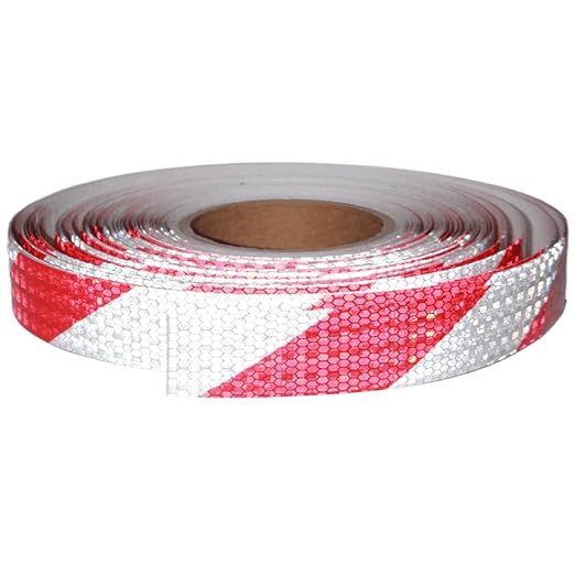 Reflective Tape Red White 1 Inch x 168 Feet, Warning Conspicuity Reflector, Night Safety Sticker for Car Trailer Clothing