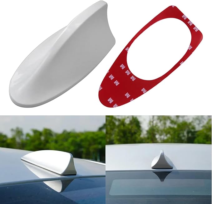 Replacement Shark Fin Roof Car Antenna Radio FM/AM Antena Cover Universal Screw for SE Hatchback 4-Door SXT Sedan 4-Door Citadel Sport Utility 4-Door SLE Crew Cab Pickup 4-Door White