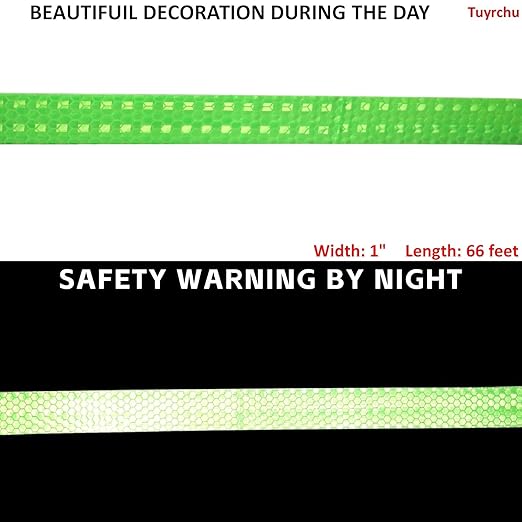 Industrial Reflective Tape Green Outdoor Waterproof 1 inch, High Visibility Hazard Conspicuity Safety Marking Tape (66 feet)