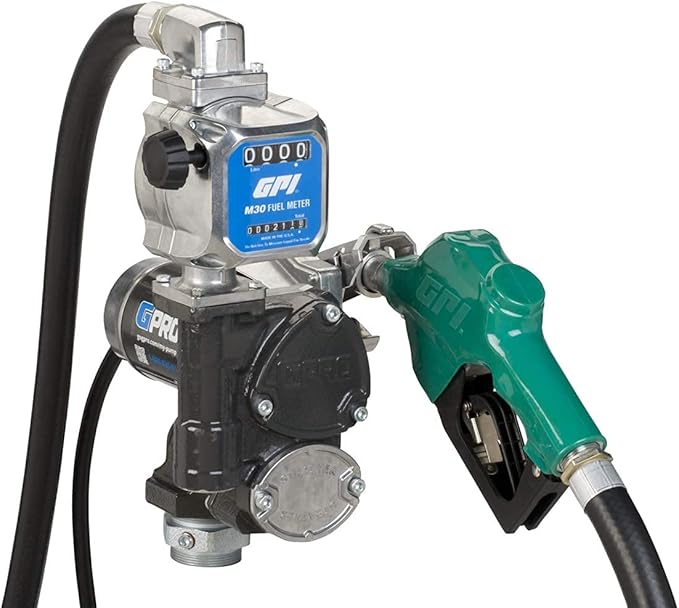 GPRO V25 Fuel Transfer Pump, Automatic Shut-Off Nozzle, 24 Volt, 25 GPM Fuel Pump, 18 ft. Hose, Power Cord, Adjustable Suction Pipe (170001-03)