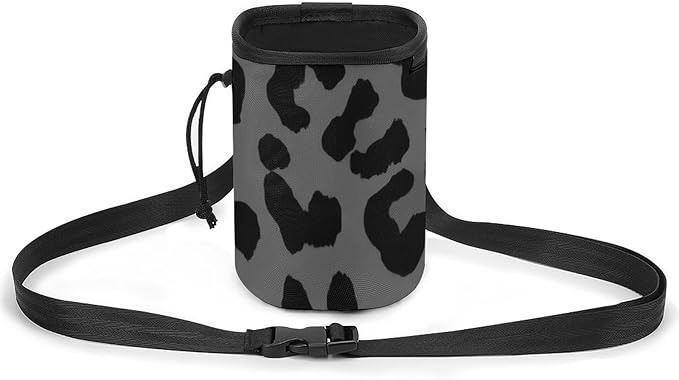 Portable Travel Dog Carrier Bag, Fashion Pet Training Package, Puppy Snack Pocket with Adjustable Waist Belt for Cat Dog Puppy Dark Gray Black Leopard Cheetah Print