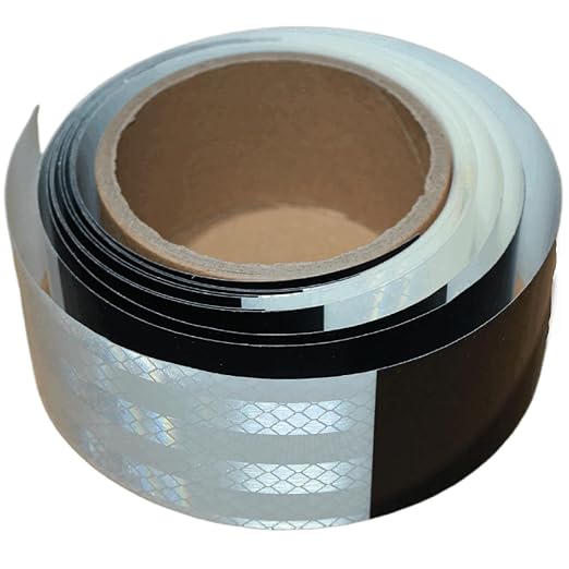Black White Reflective Tape 2 inch Wide for Cars, Outdoor Waterproof High Visibility Safety Warning Adhesive Strips (10 feet)