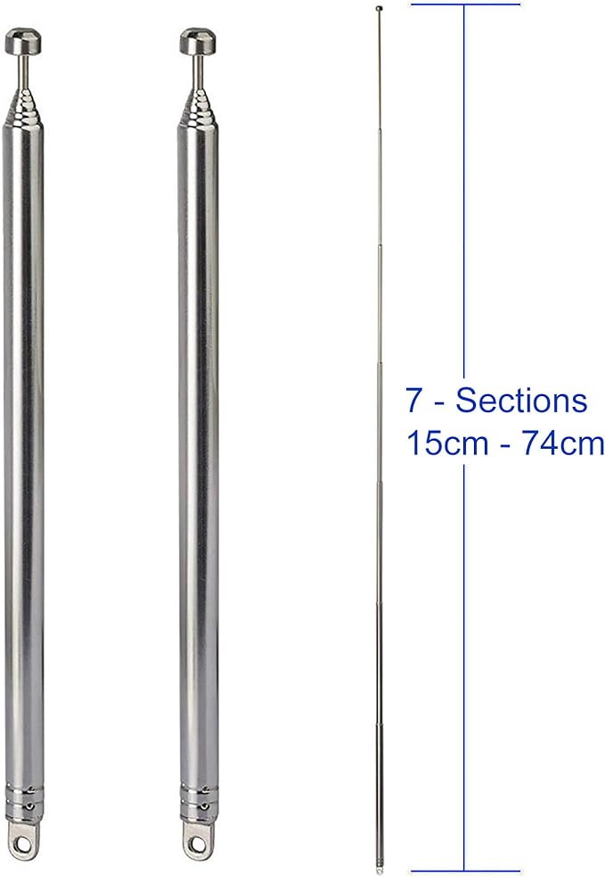 Bingfu 7 Sections Telescopic 74cm AM FM Antenna Portable Radio Antenna Replacement (2-Pack) Compatible with Indoor Portable Radio Home Stereo Receiver AV Audio Video Home Theater Receiver TV Tuner