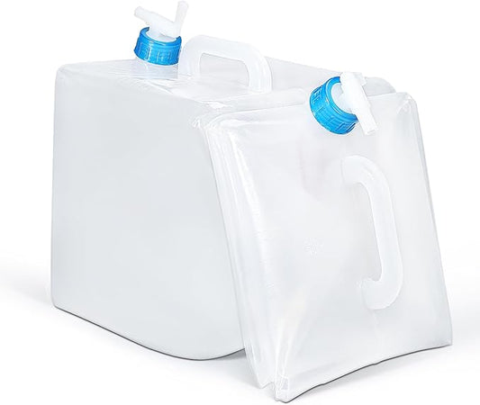 2 Pack Collapsible Water Container with Spigot, Foldable Cube Water Jugs Portable Water Storage for Outdoors Camping Hiking Disaster Preparedness & Survival Gear 1.4/2.6/4/5.3 Gallon