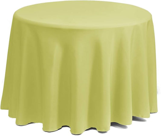 Gee Di Moda Round Tablecloth - 108 Inch Yellow Round Table Cloth for 48 to 72 Inch Round Tables - Heavy Duty Washable Fabric - for Buffet Table, Holiday Party, Dinner, Wedding & Baby Shower