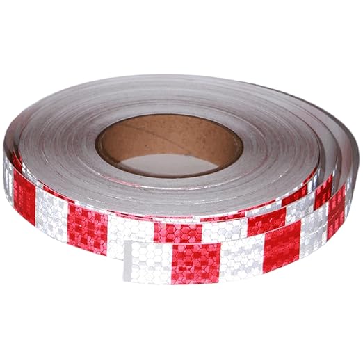 Reflective Tape Red White 1 Inch x 168 Feet, Warning Conspicuity Reflector, Night Safety Sticker for Car Trailer Clothing